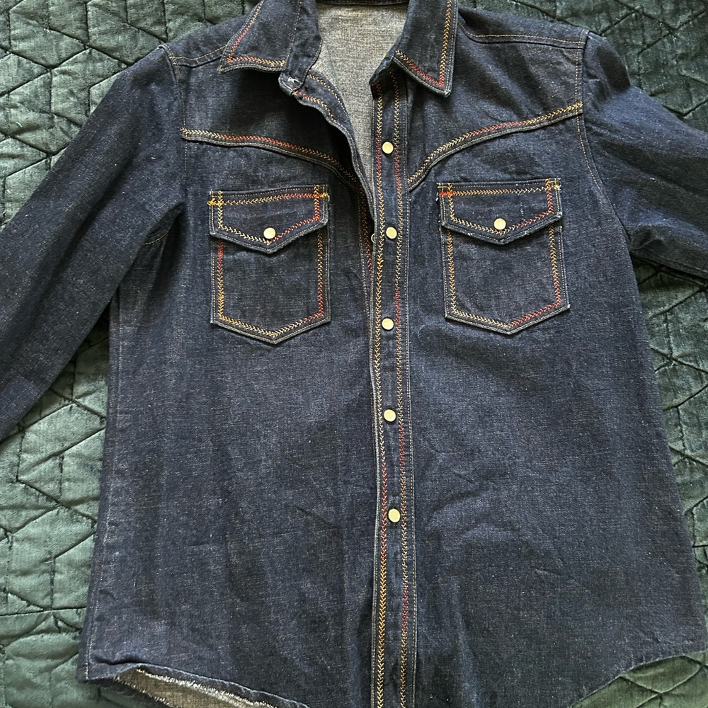 Vintage Dark Denim Button-Up Shirt